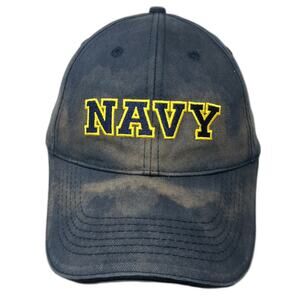 Eagle Crest US Navy Blue Baseball Cap Hat One Size Strapback Yellow Embroidered